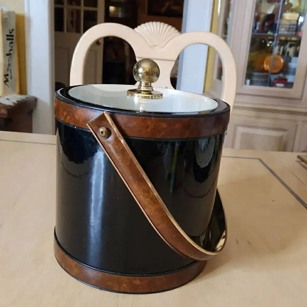 Vintage Morgan black and brown ice bucket